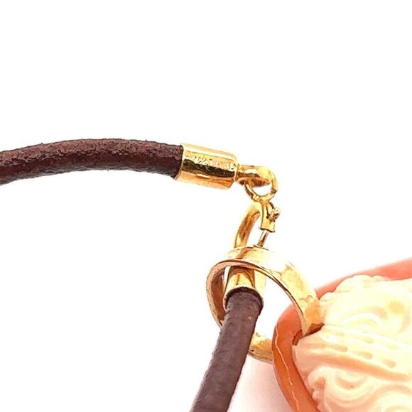14k Cameo Brown Corded Necklace - Picture 12 of 12